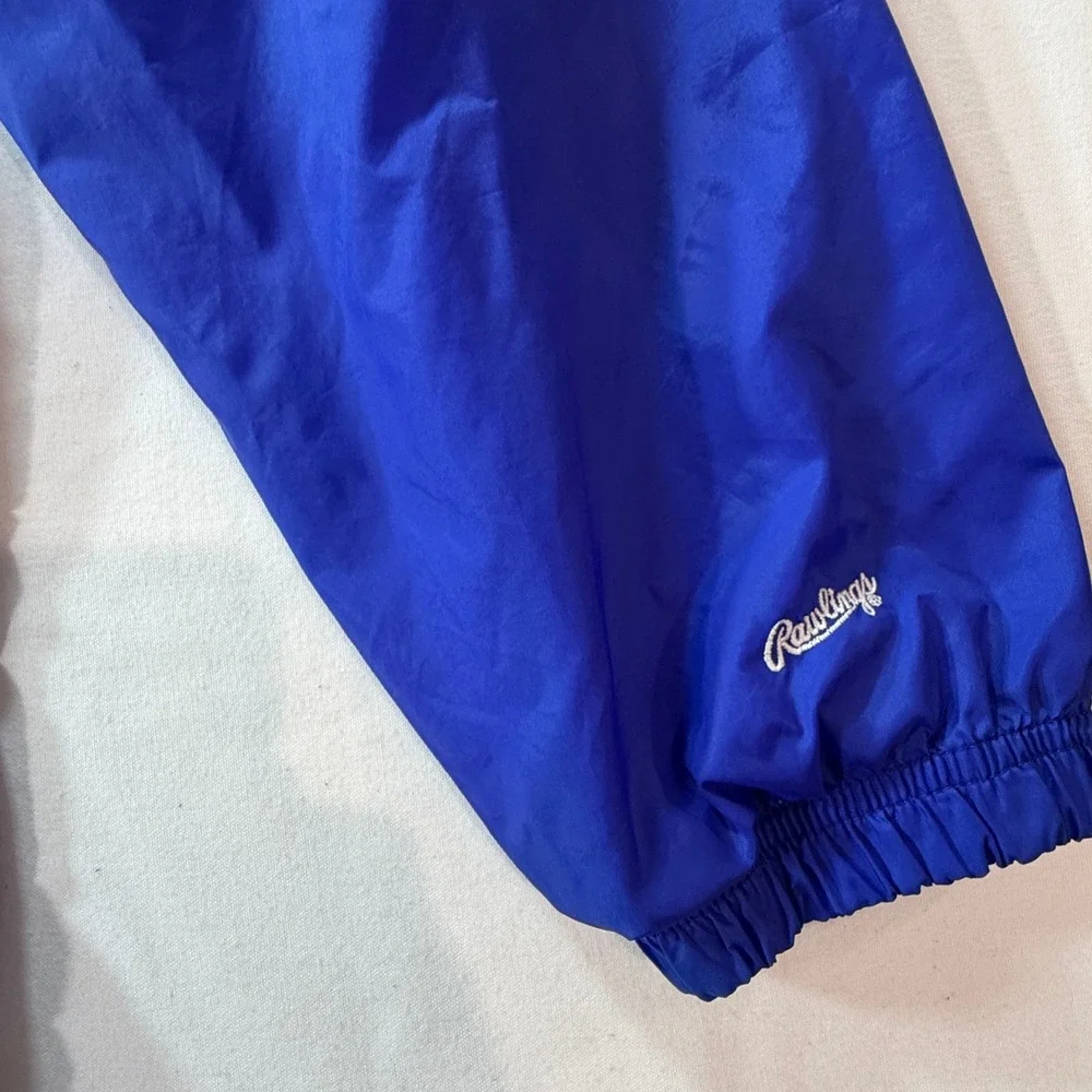 Rawlings Vintage Windbreaker Mens Large Blue Water Repellent Lined Full Zip L